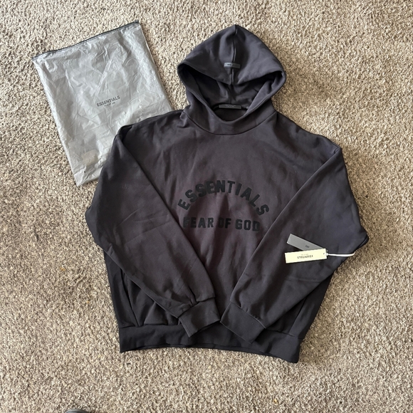 Fear of God Essentials Arch Logo Hoodie 'Jet Black' SS23 - Picture 1 of 5